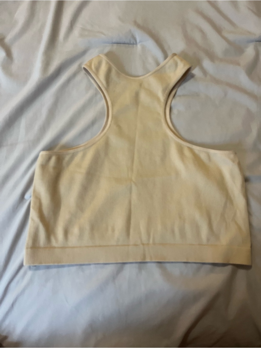 Ribbed Racerback Crop Top - Light Cream